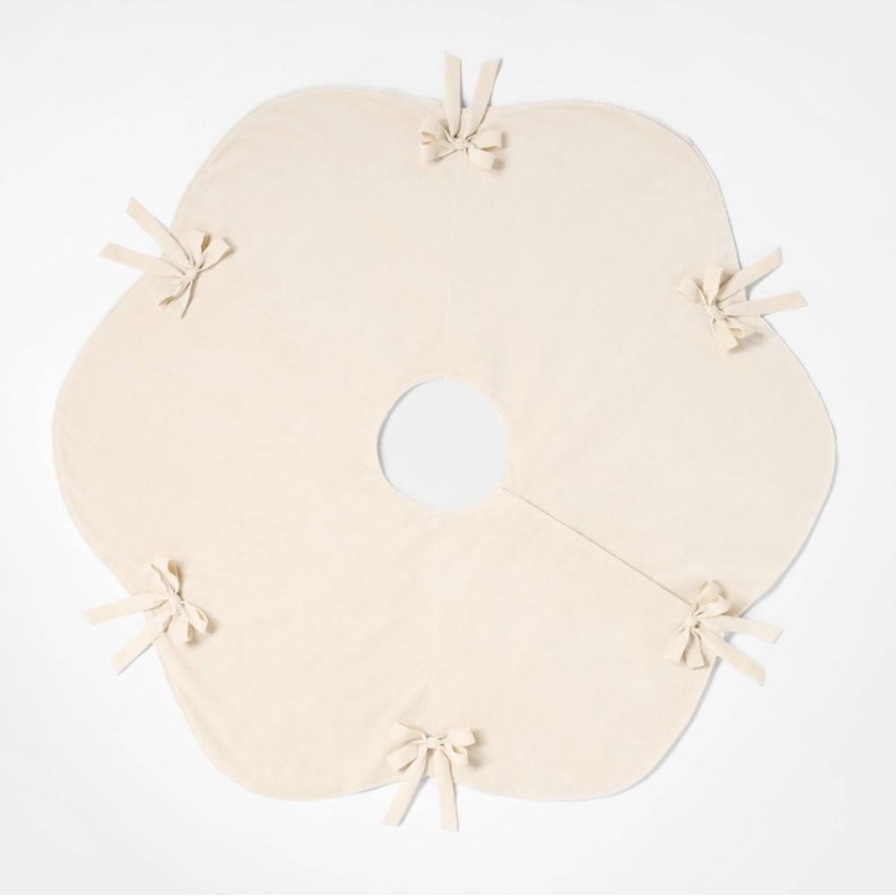 Velvet Bow Christmas Tree Skirt Cream - Threshold™ designed with Studio McGee